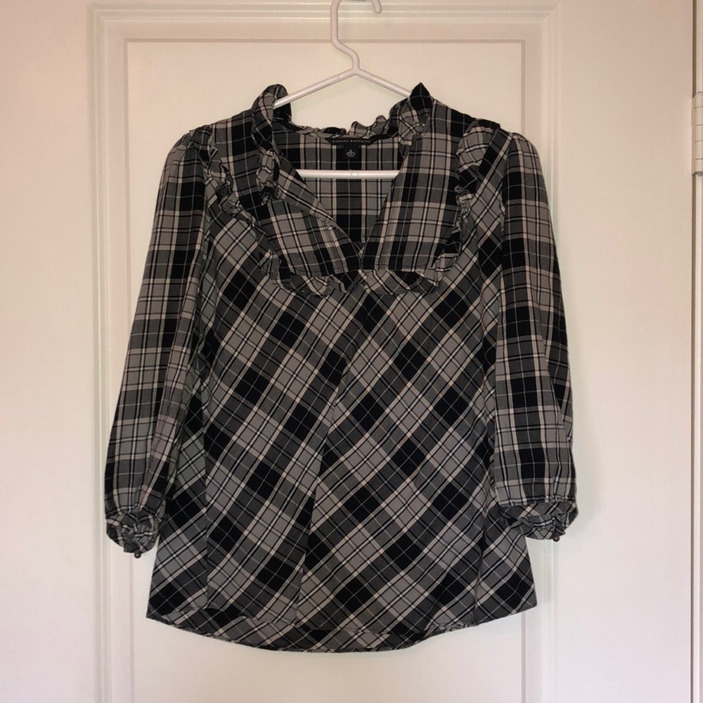 Black plaid tunic style top